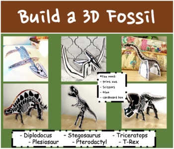 Preview of Build 3D Fossil Pack Diplodocus Plesio Pterodactyl Stego T-Rex Tricera Dino
