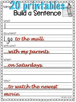 Preview of Build A [Better] Sentence Starter Pack