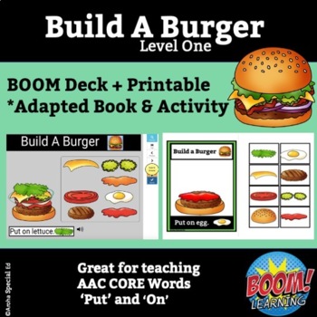 Preview of Build A Burger Level 1 BOOM cards | Interactive Adapted Book Activity