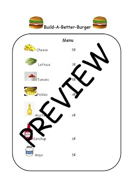 Preview of Build-A-Better-Burger Math Lesson