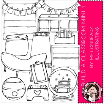 Build A Classroom clip art - BLACK AND WHITE - by Melonheadz Clipart