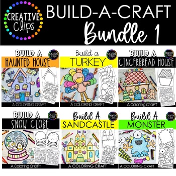 Preview of Build-A-Craft Bundle {Halloween, Thanksgiving, Christmas Coloring Crafts}