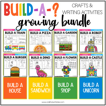 Preview of Build-A- Crafts And Writing Prompts Activities Growing Bundle ELA