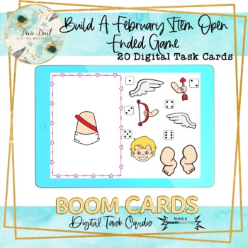 Preview of Build A February Item Open Ended Game BOOM Cards – Speech Therapy Distance