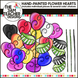 Build A Flower Clipart Set: Painted Heart Flowers