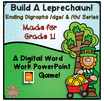 Preview of Build A Leprechaun! Ending Digraphs /dge/ and /th/ PowerPoint Game