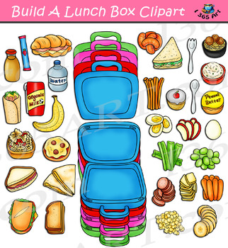 Preview of Build A Lunch Box Clipart Set, School Lunch Clipart