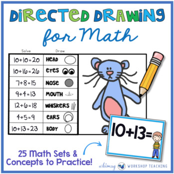 Preview of Directed Drawing for Math | Task Cards Art Activities First Second Grade