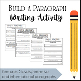 Build A Paragraph Writing Activity- Two Levels