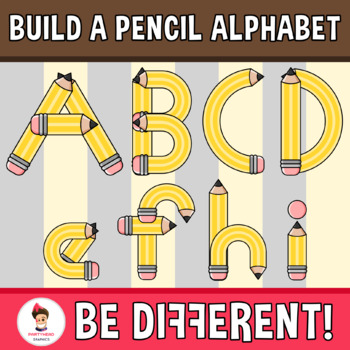 Build A Pencil Alphabet Clipart (Upper And Lower Case Letters) | TpT