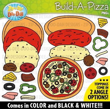 Build A Pizza Clipart Set Zip A Dee Doo Dah Designs Tpt