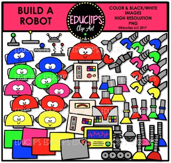 Preview of Build A Robot Clip Art Bundle {Educlips Clipart}
