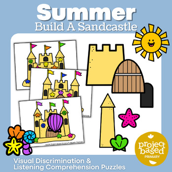 Preview of Build A Sandcastle Visual Discrimination & Listening Comprehension Puzzles