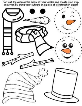 Build A Snowman - A Fine Motor Skills Color, Cut and Glue Winter Activity!