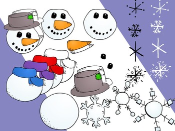 Build A Snowman Clipart - Color and Line Art 32 pc set by JolieDesign