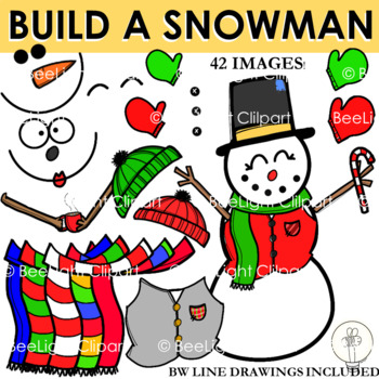 Build A Snowman Cute Snowman Clipart For Winter By Beelight Creations