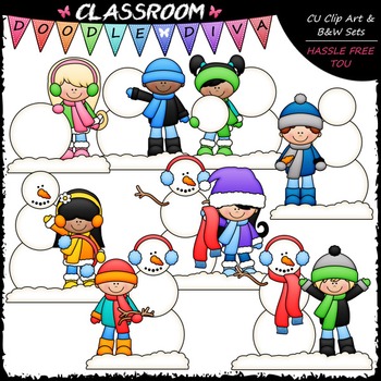 Build A Snowman Kids Clip Art - Sequencing Clip Art by Classroom Doodle ...