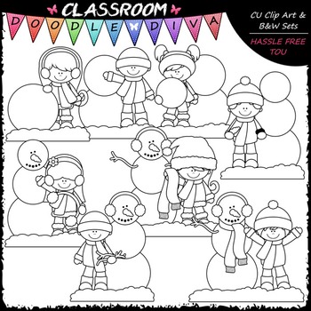 Build A Snowman Kids Clip Art - Sequencing Clip Art by Classroom Doodle ...