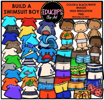 Build A Swimsuit Boy Clip Art Set Educlips Clipart By Educlips