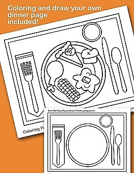 thanksgiving dinner plate coloring page