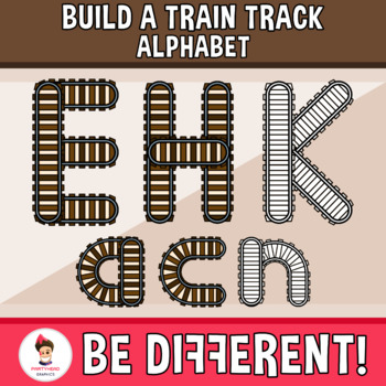 Preview of Build A Train Track Alphabet Clipart Uppercase And Lowercase