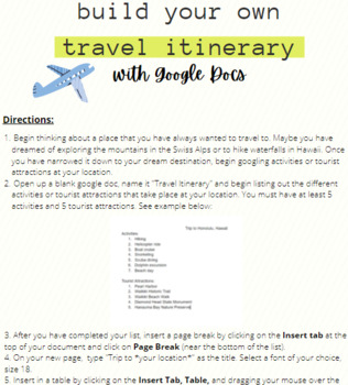 Preview of Build A Travel Itinerary with Google Docs