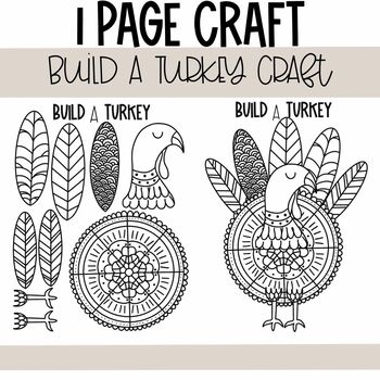 Preview of Build A Turkey 1 Page Thanksgiving Craft!!!