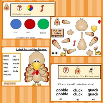Build A Turkey BOOM Cards With AAC Visuals by Preschool Speechie PLUS