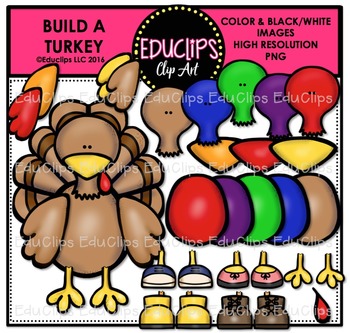 Preview of Build A Turkey Clip Art Bundle {Educlips Clipart}
