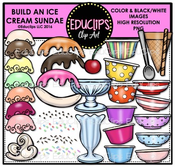 Preview of Build An Ice Cream Sundae Clip Art Bundle {Educlips Clipart}