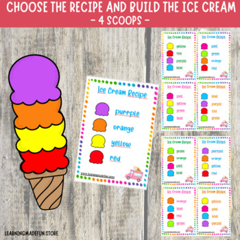 Build an Ice Cream Recipe Game Pretend Play Dramatic Play -   Matching  games, Pattern activities, Summer preschool activities