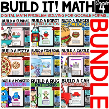 Preview of Build It! Digital Math Problem Solving BUNDLE for Google Forms™ | Grade 4