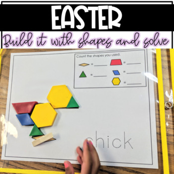 Preview of Build It With Shapes and Solve! Easter Pattern Block Puzzles
