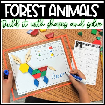 Preview of Build It With Shapes and Solve! Forest Animals Pattern Block Puzzles
