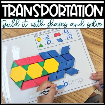 Preview of Build It With Shapes and Solve! Transportation Pattern Block Puzzles