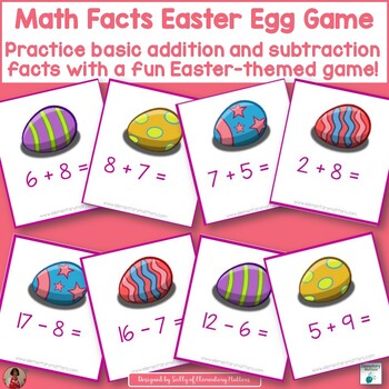 Preview of Build Math Fact Fluency Addition and Subtraction Easter Egg Game