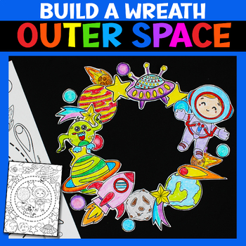 Preview of Build Outer Space Easy Paper Craft Solar System Wreath Template 1st 2nd 3rd