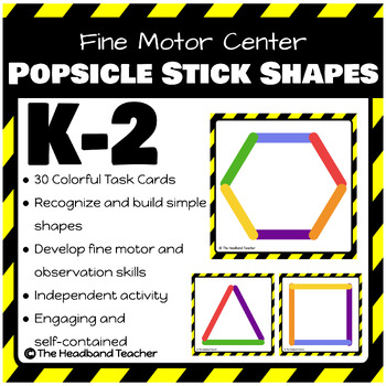 Preview of Build Shapes with Popsicle STIXS: Task Cards, Fine Motor, Centers