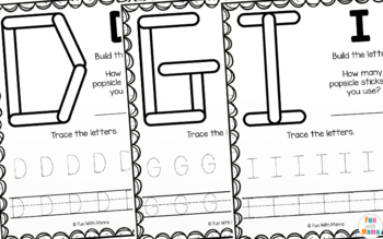 Uppercase Alphabet Letters Popsicle Sticks Clipart Set