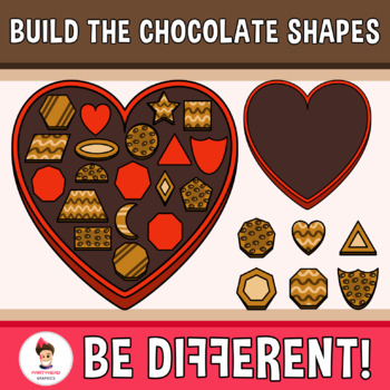 Preview of Build The Chocolate Shapes Clipart Geometry Math 2D Valentines Day February