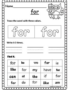 Build, Trace, Write, Find Sight Words by 123kteach | TpT