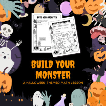 Preview of Build Your Monster Math Activities-Halloween Theme-4th grade-No Prep!