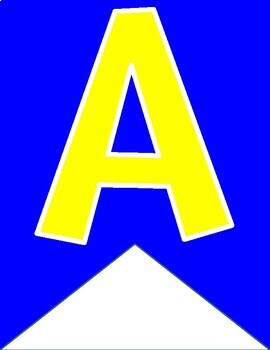 Build Your Own Banner Blue and Gold Flag Pennants A to Z 0 to 9 | TpT