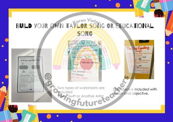 Preview of Build Your Own Educational Song (Taylor Swift or Non Taylor Swift Song)