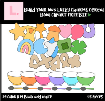 Preview of Build Your Own Lucky Charms Cereal Clipart FREEBIE (Food Clipart)