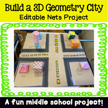 Preview of Build a 3D City Using Nets - Middle School Math Project