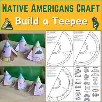 Preview of Build a 3D Teepee/Tipi, Native Americans Craft/Symbols,Design a Teepee Template