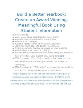 Preview of Build a Better Yearbook: Create an Award-Winning Book Using Student Info