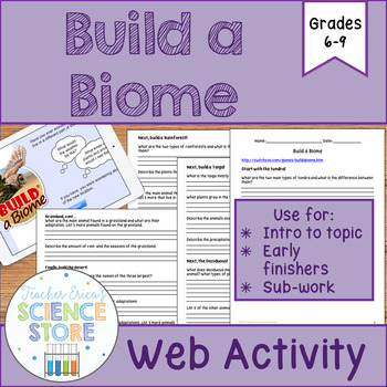 Preview of Build a Biome Web Activity