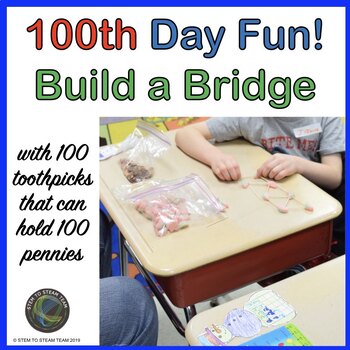 Preview of Bridge Building STEM Activity: 100th Day Fun!